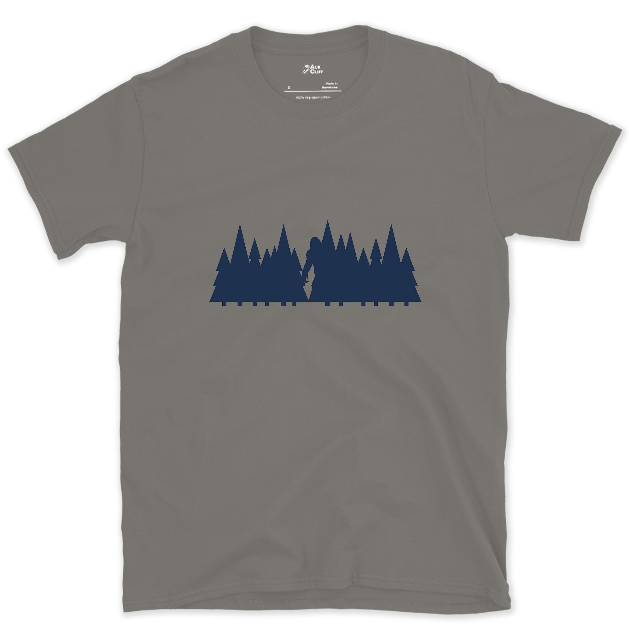 A Trailhead, Not a Story, Pine Cluster design on a Charcoal Gildan Softstyle t-shirt