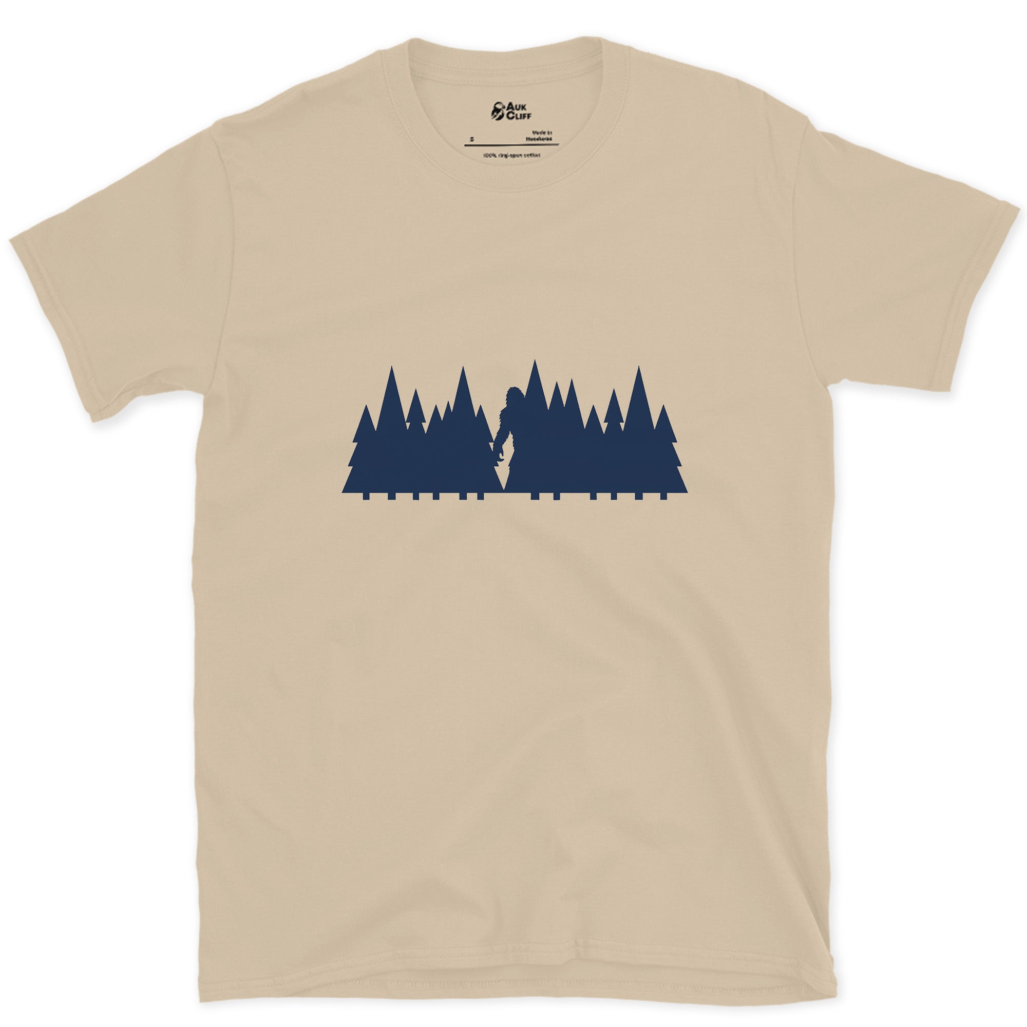A Trailhead, Not a Story, Pine Cluster design on a Sand Gildan Softstyle t-shirt