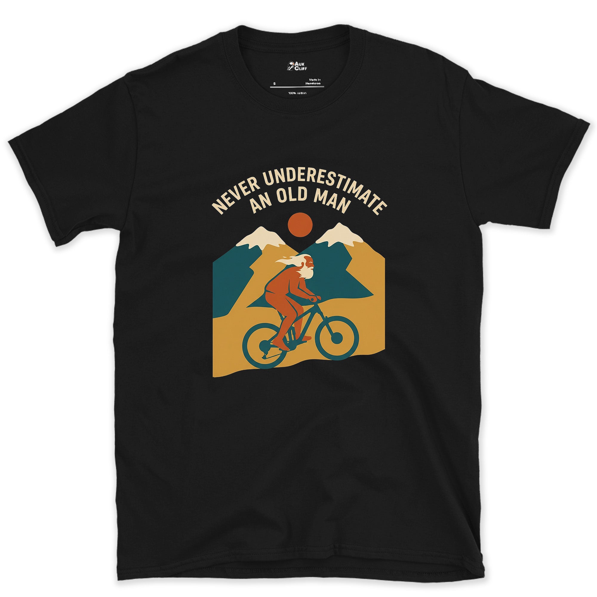 Crossing the Saddle Between Two Peaks design on a Black Gildan Softstyle t-shirt