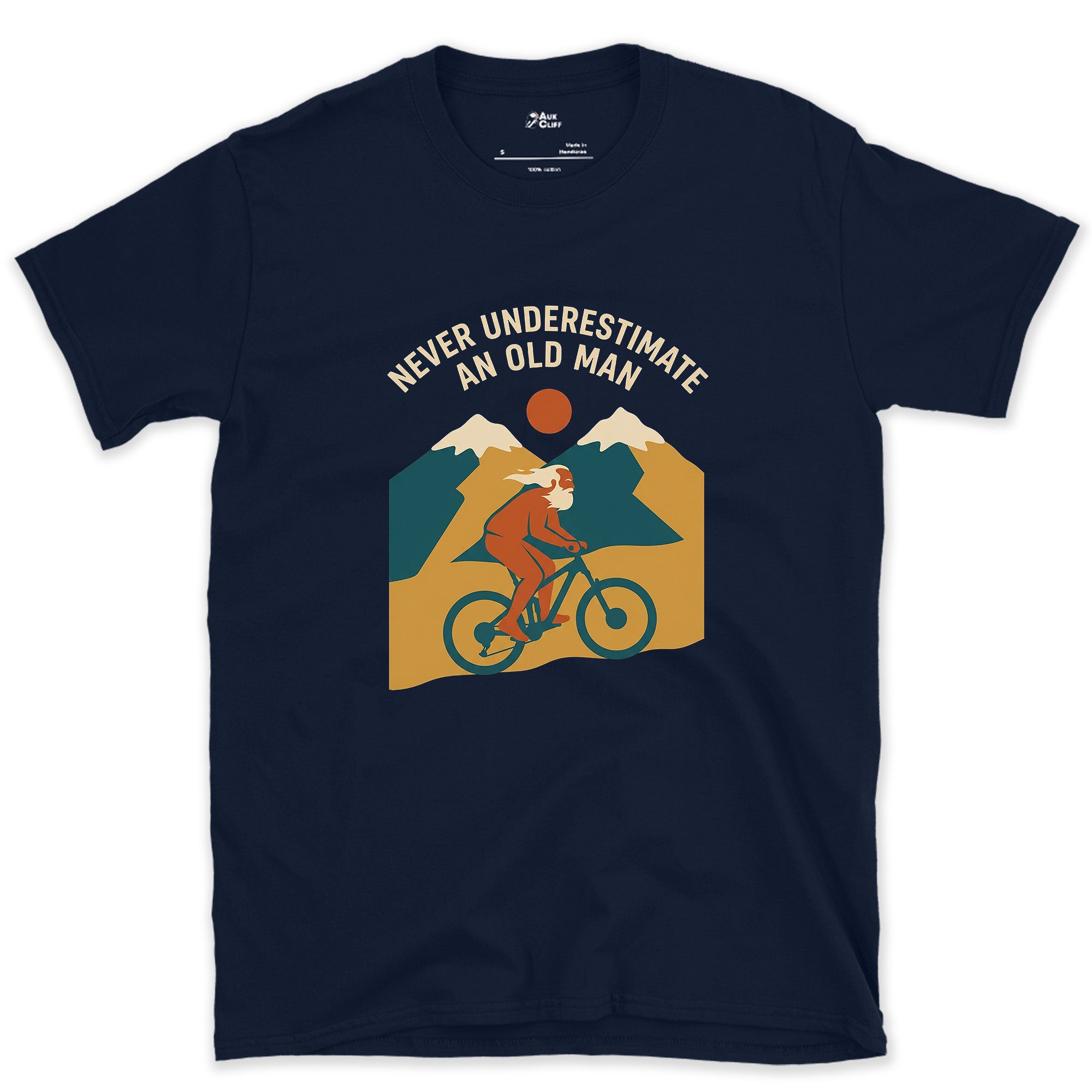Crossing the Saddle Between Two Peaks design on a Navy Gildan Softstyle t-shirt