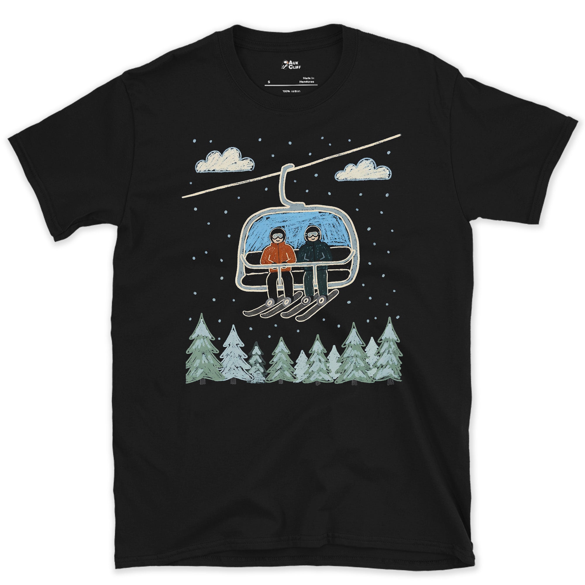 The Last Lift, Caught on the Way Up design on a Black Gildan Softstyle t-shirt