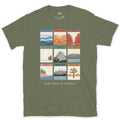 All Nine From Grand Canyon to Acadia design on a Military Green Gildan Softstyle t-shirt
