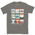 Nine Parks Across One Continent design on a Charcoal Gildan Softstyle t-shirt
