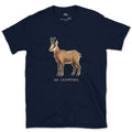 No Crampons, Chamois on the Cliff design on a Navy Gildan Softstyle t-shirt