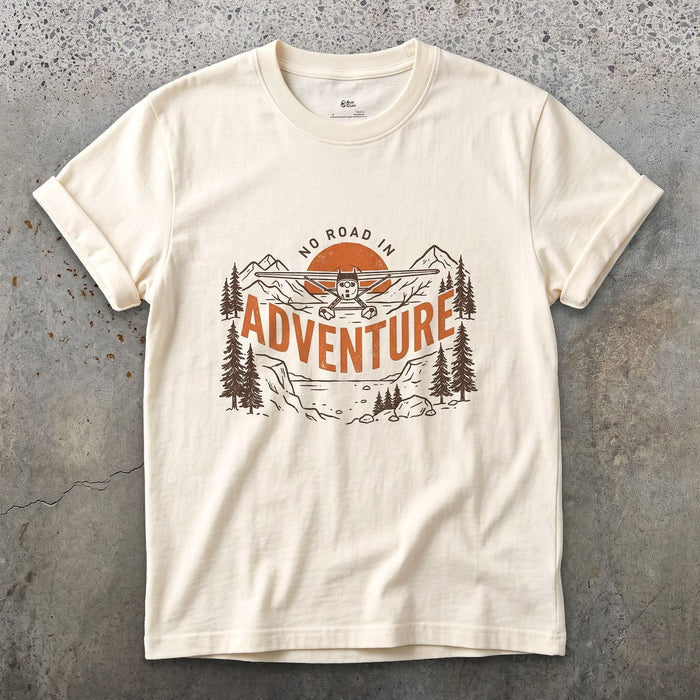 No Road In Adventure design on a Natural Gildan Softstyle t-shirt