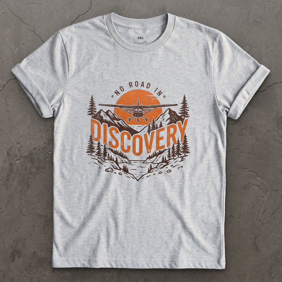 No Road In Discovery design on a Sport Grey Gildan Softstyle t-shirt