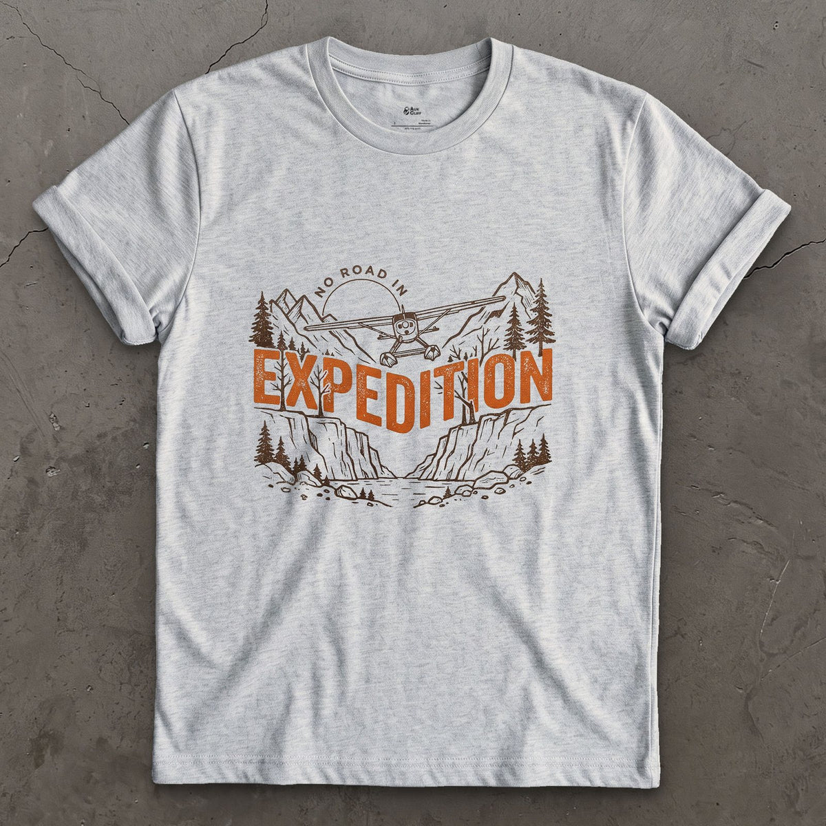 No Road In Expedition design on a Sport Grey Gildan Softstyle t-shirt