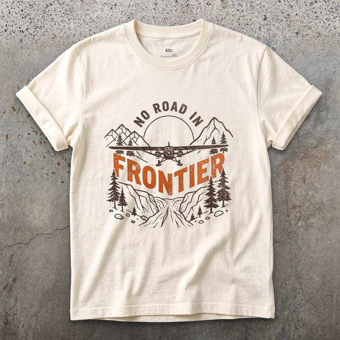 No Road In Frontier design on a Natural Gildan Softstyle t-shirt