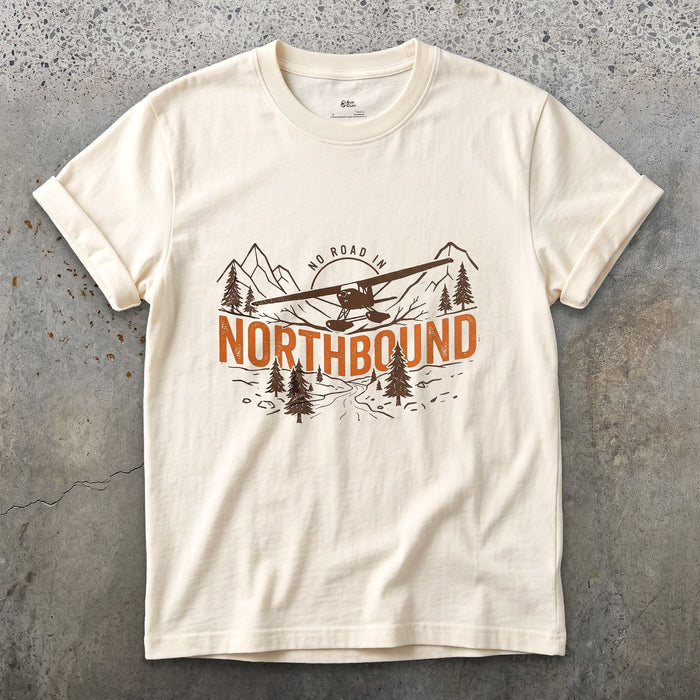 No Road In Northbound design on a Natural Gildan Softstyle t-shirt