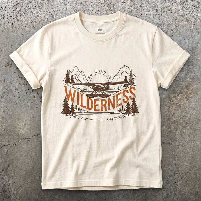 No Road In Wilderness design on a Natural Gildan Softstyle t-shirt