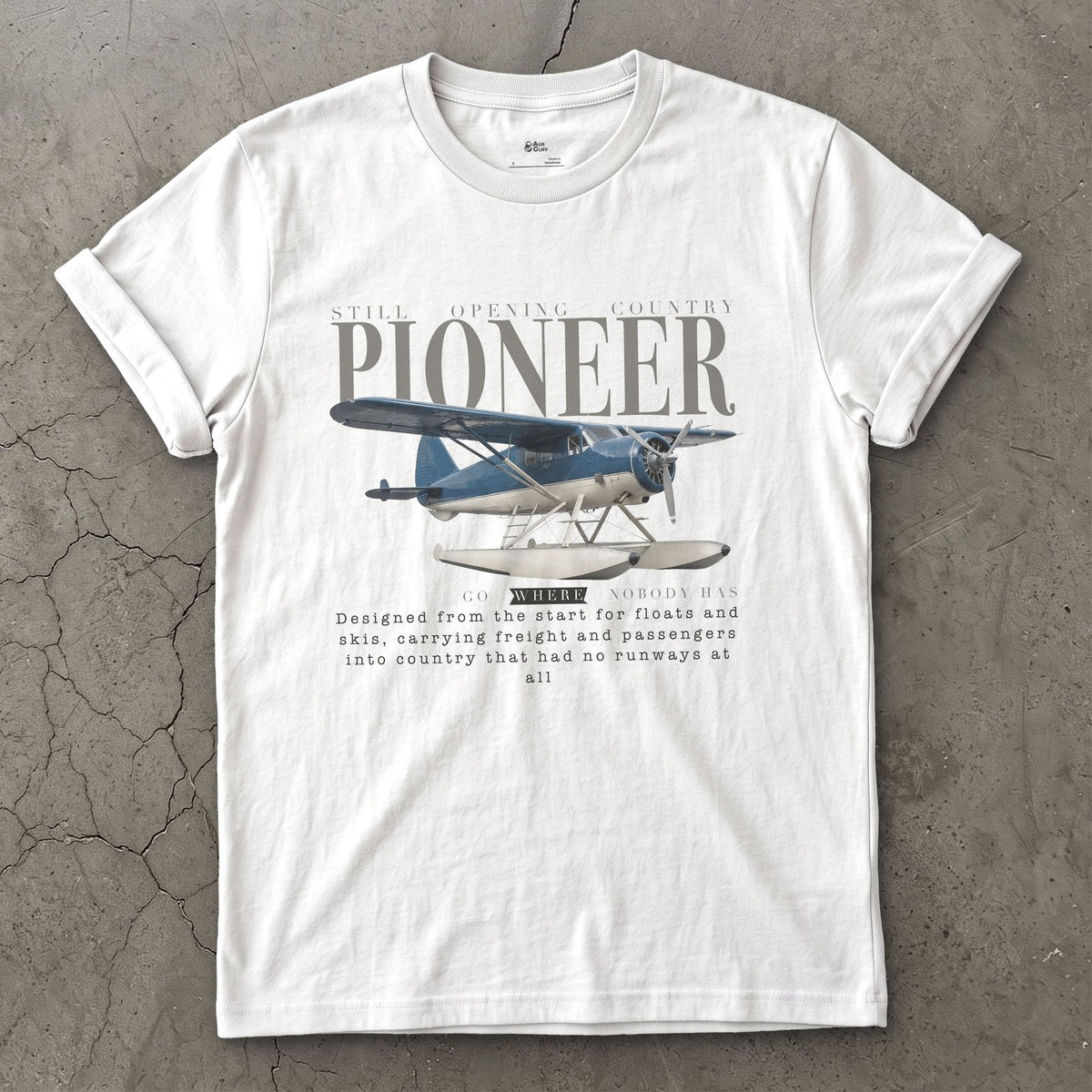 Norseman Float Plane design on a White Gildan Softstyle t-shirt