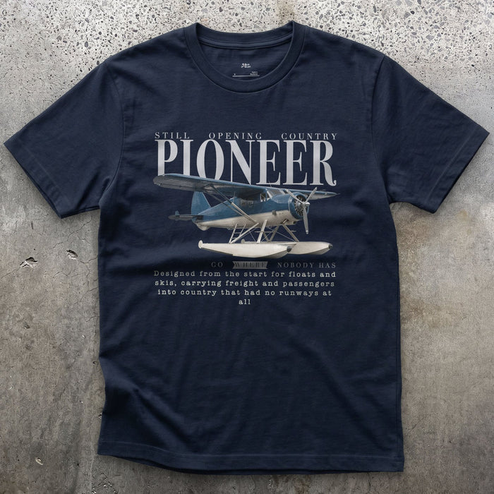Norseman Float Plane design on a Navy Gildan Softstyle t-shirt