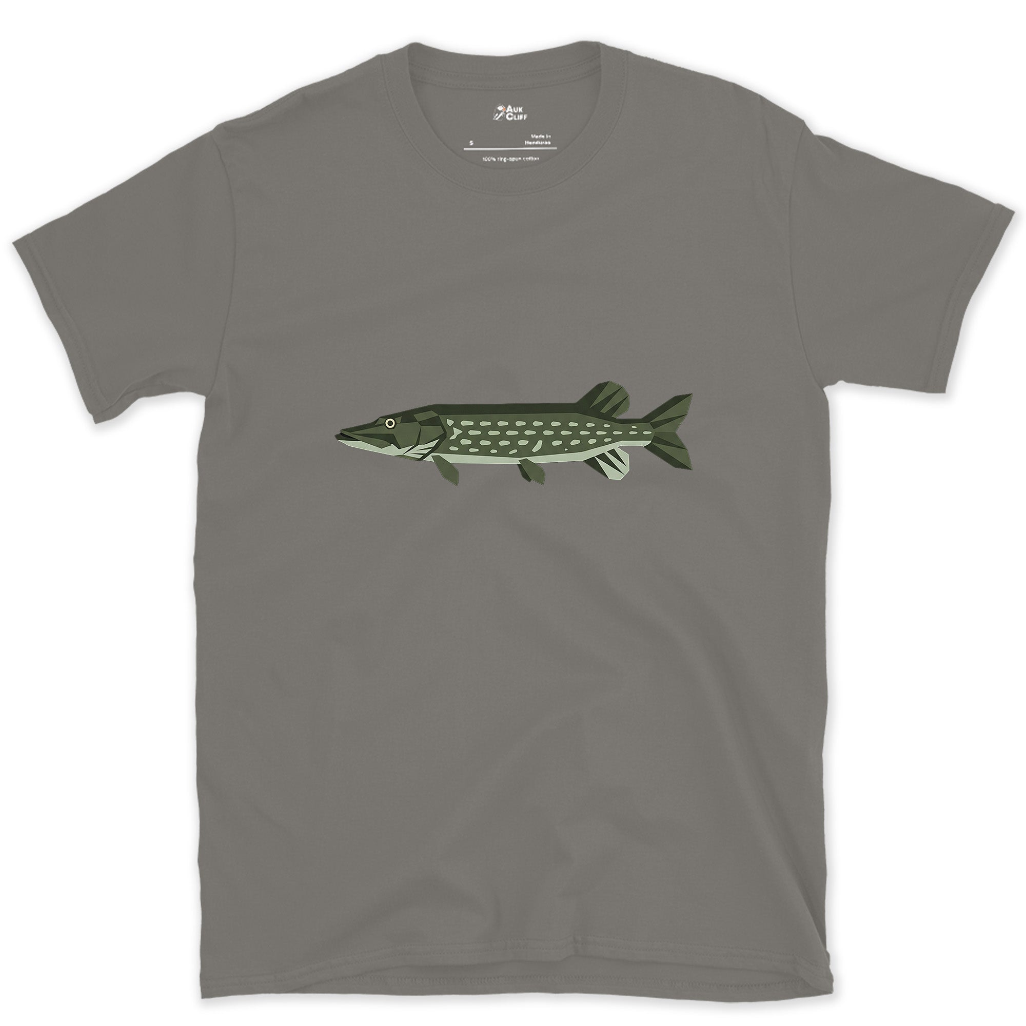 Every Edge of the Northern Pike Sharpened design on a Charcoal Gildan Softstyle t-shirt