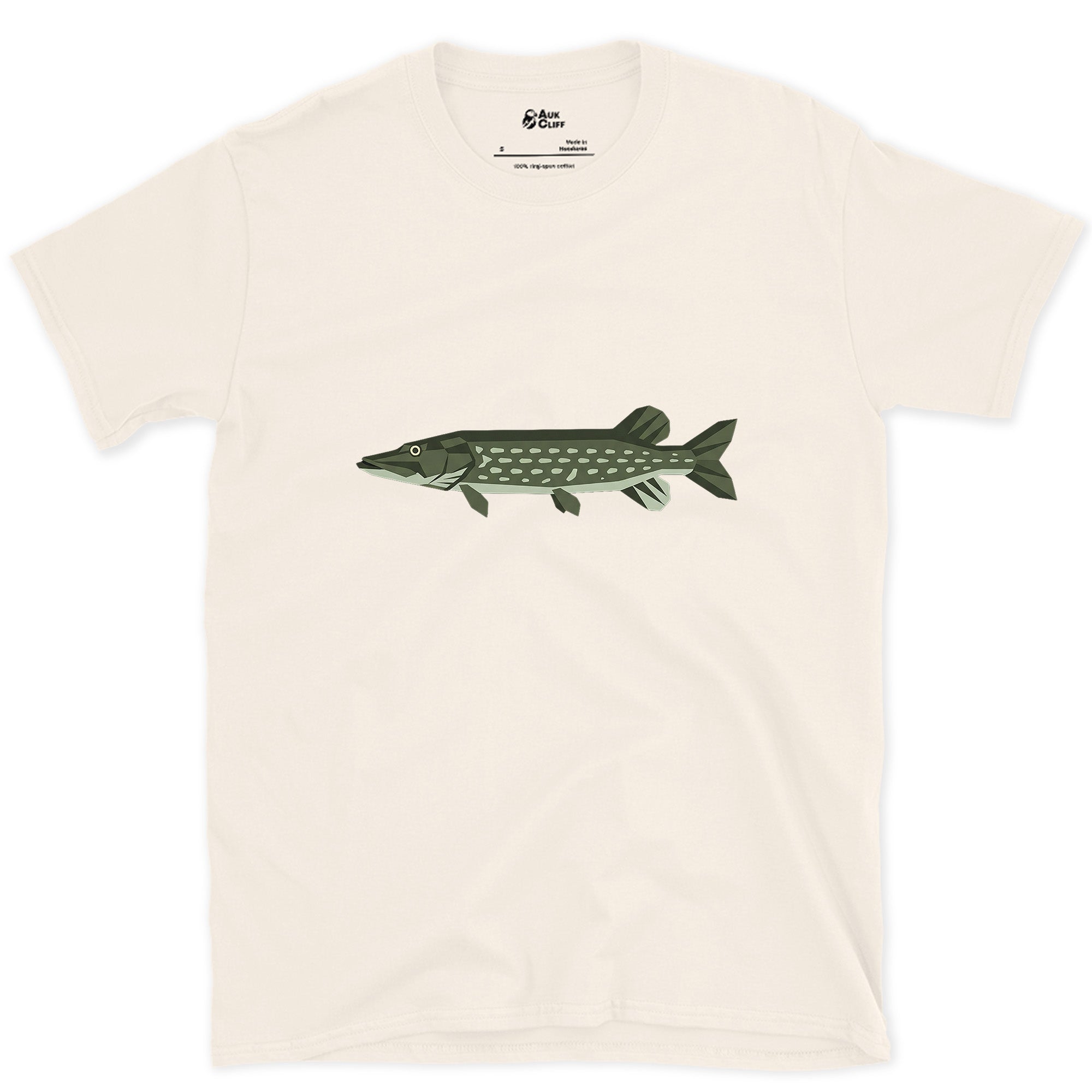 Every Edge of the Northern Pike Sharpened design on a Natural Gildan Softstyle t-shirt