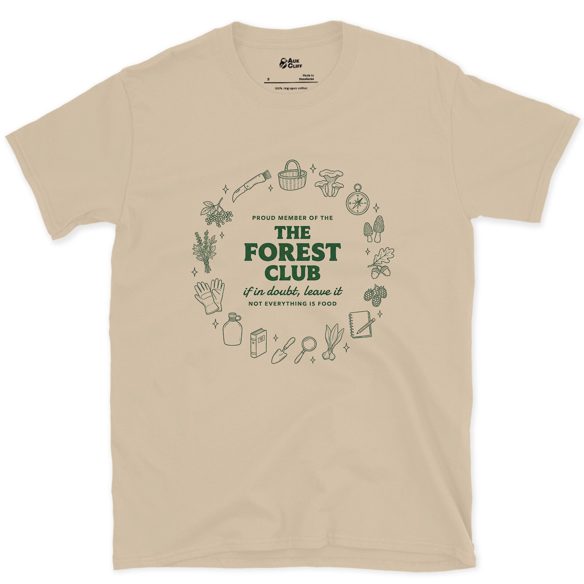 If in Doubt Leave It, Proud Member Forest Club design on a Sand Gildan Softstyle t-shirt