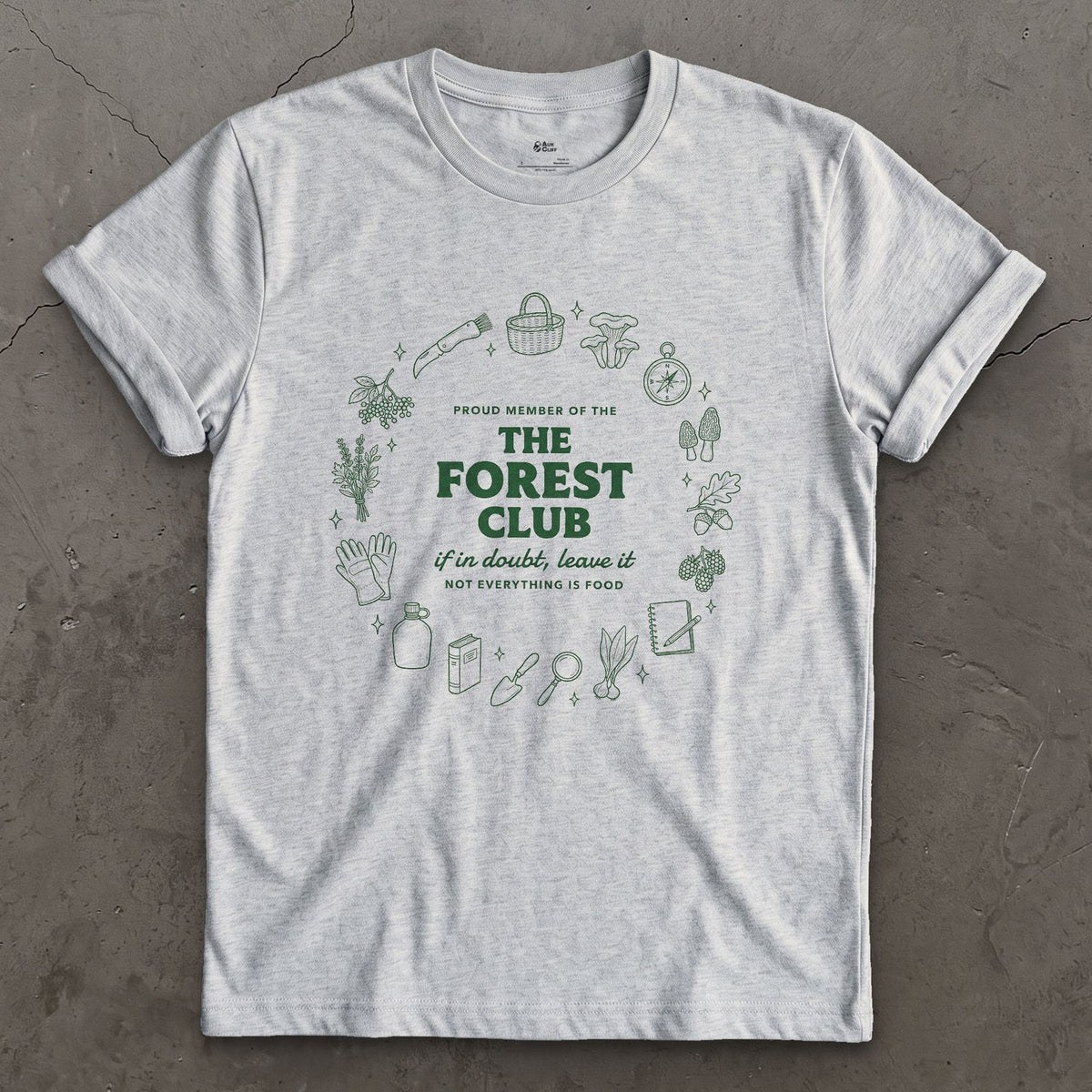 If in Doubt Leave It, Proud Member Forest Club design on a Sport Grey Gildan Softstyle t-shirt