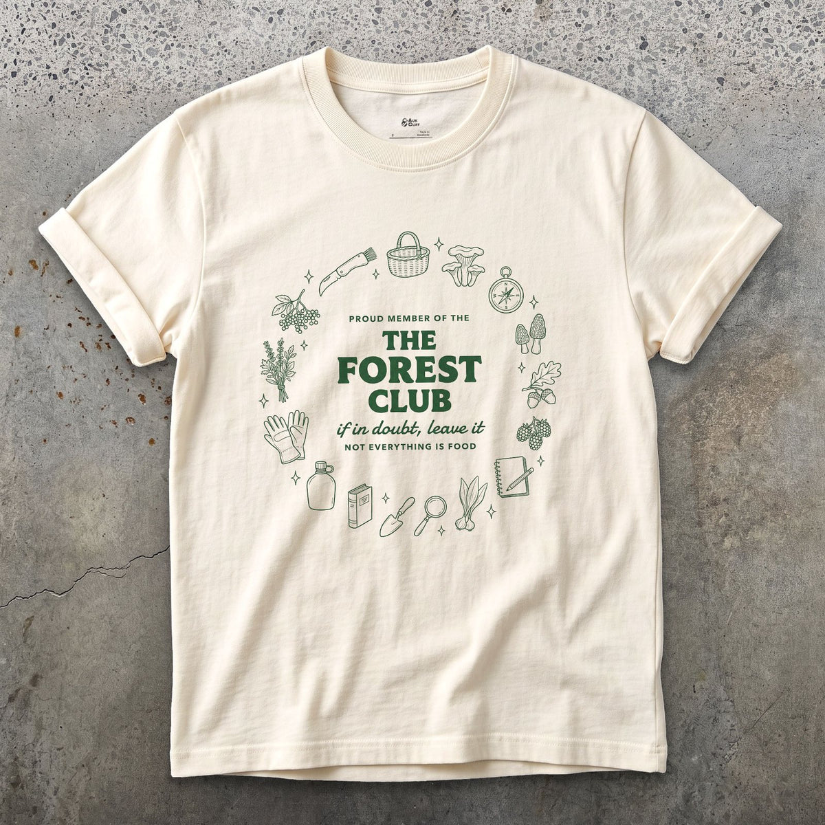 If in Doubt Leave It, Proud Member Forest Club design on a Natural Gildan Softstyle t-shirt
