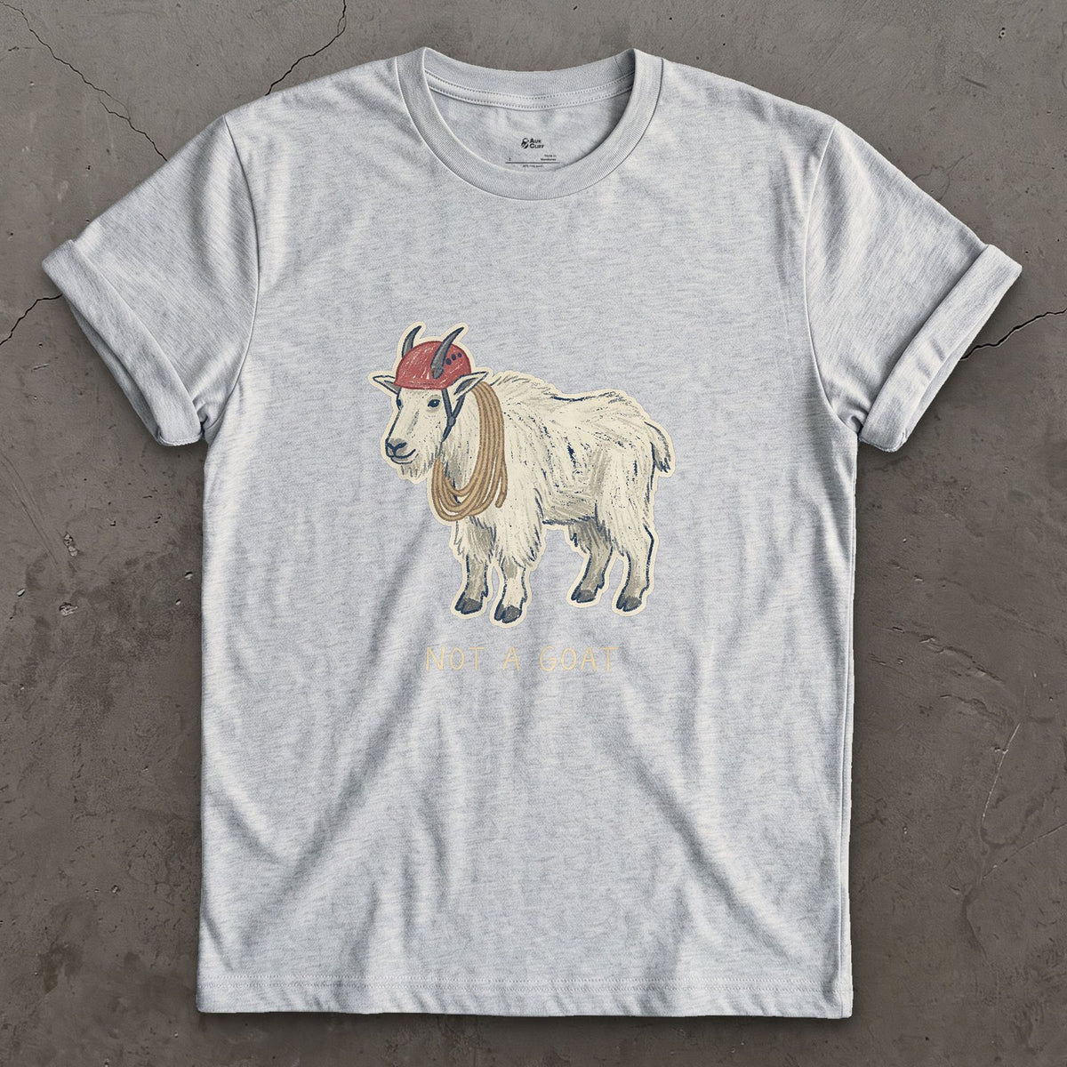 Not a Goat, Mountain Goat design on a Sport Grey Gildan Softstyle t-shirt