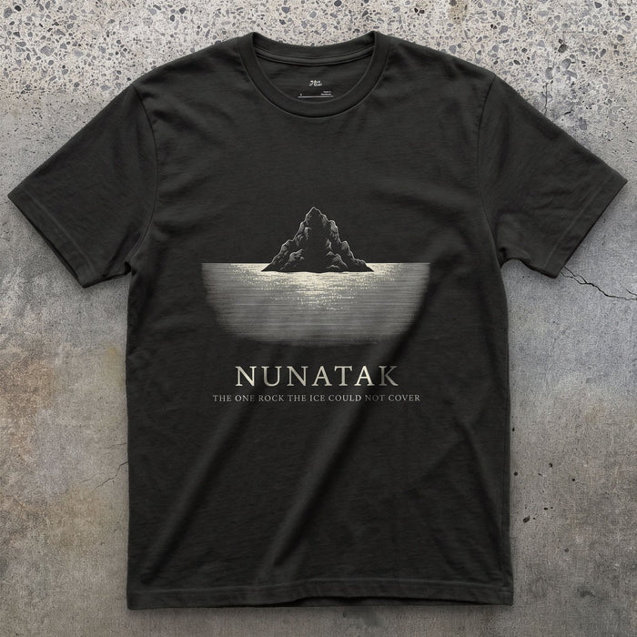 Nunatak, the One Rock the Ice Could Not Cover design on a Black Gildan Softstyle t-shirt