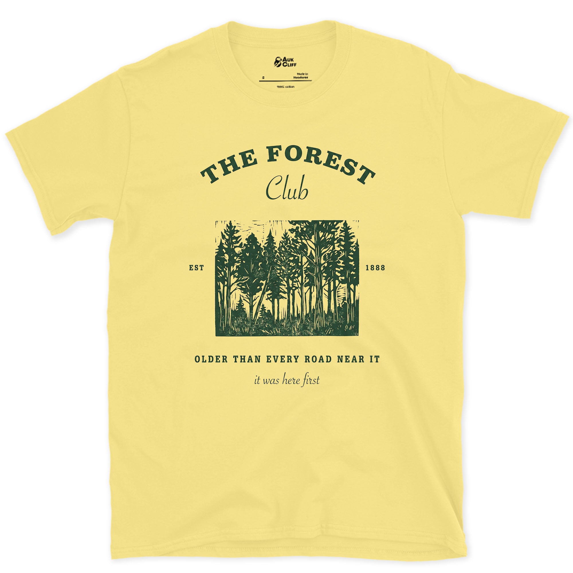 Older Than Every Road Nearby, Forest Club design on a Cornsilk Gildan Softstyle t-shirt