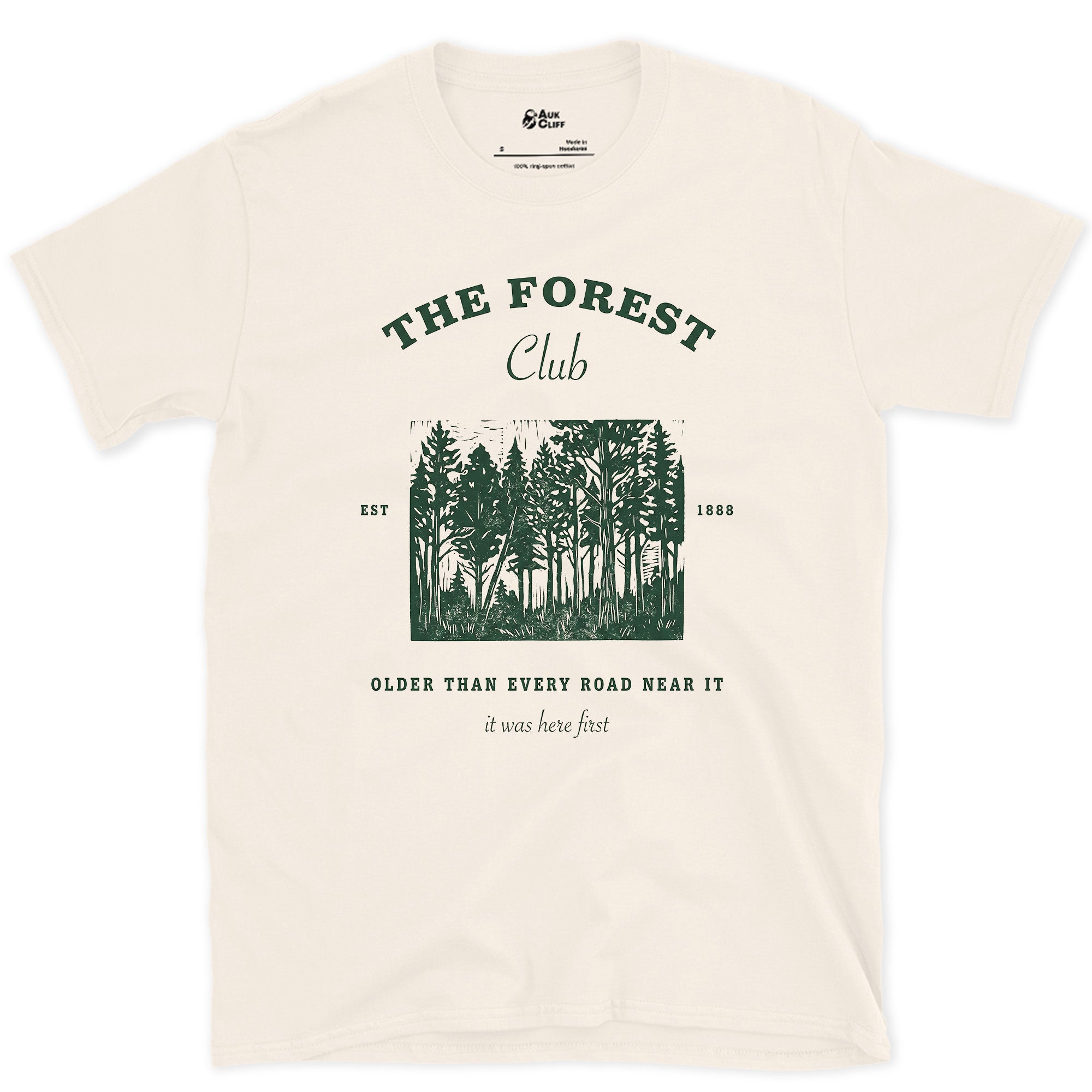 Older Than Every Road Nearby, Forest Club design on a Natural Gildan Softstyle t-shirt