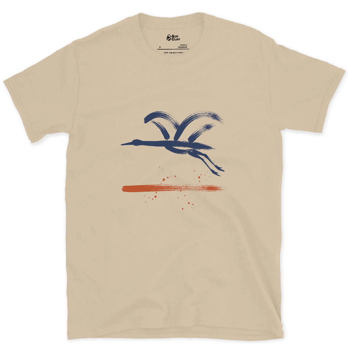 One Line, Neck to Feet design on a Sand Gildan Softstyle t-shirt