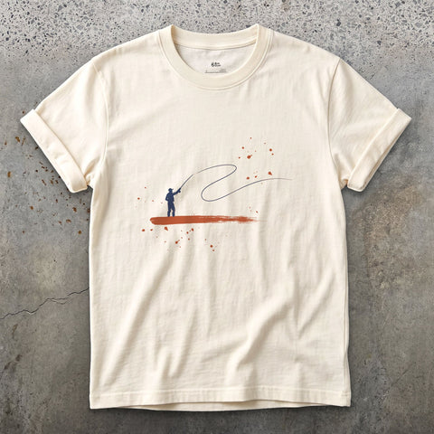 One Loop of Line design on a Natural Gildan Softstyle t-shirt