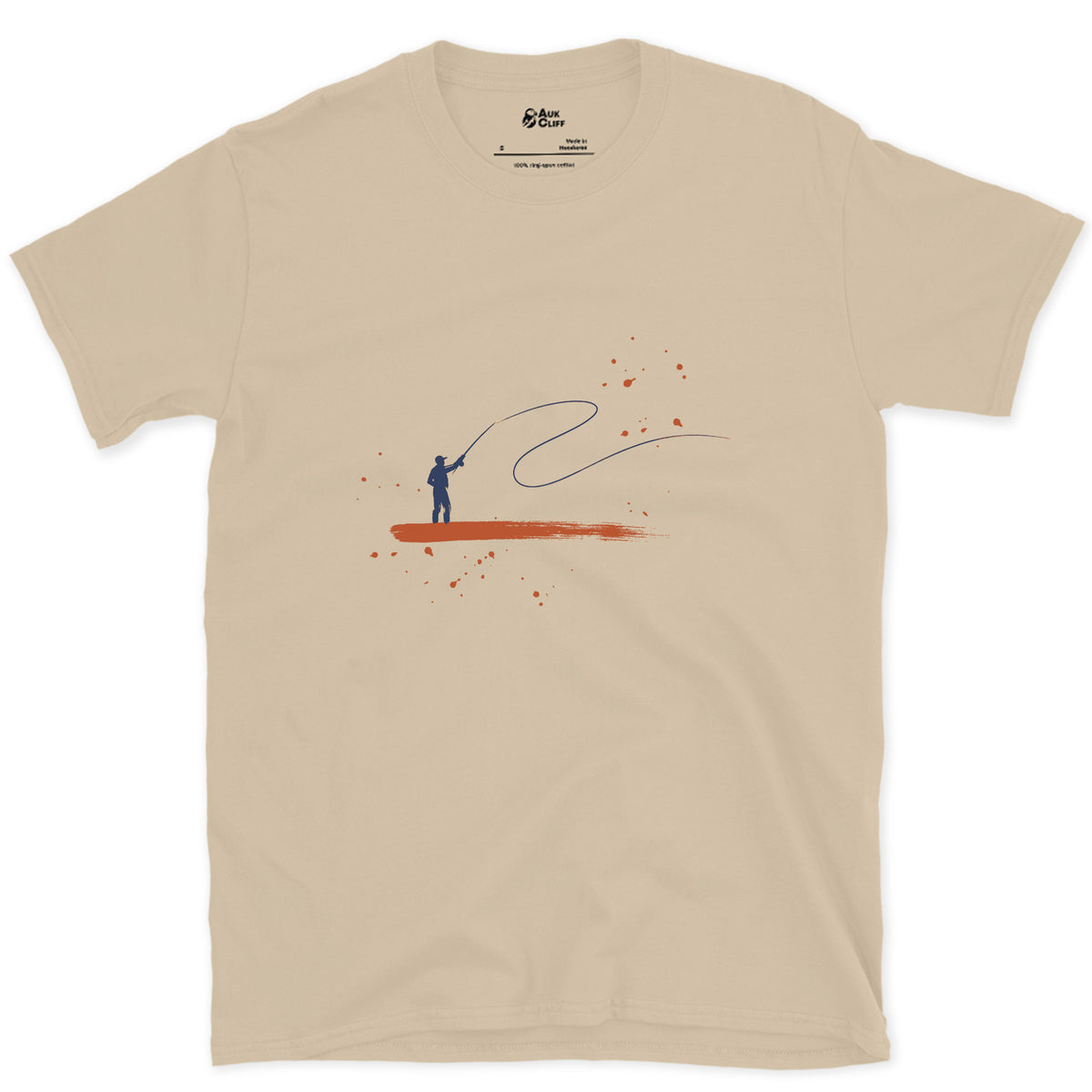 One Loop of Line design on a Sand Gildan Softstyle t-shirt