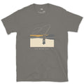 One More Cast, Angler at Sunset design on a Charcoal Gildan Softstyle t-shirt