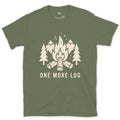 One More Log, Mountains and Firewood design on a Military Green Gildan Softstyle t-shirt