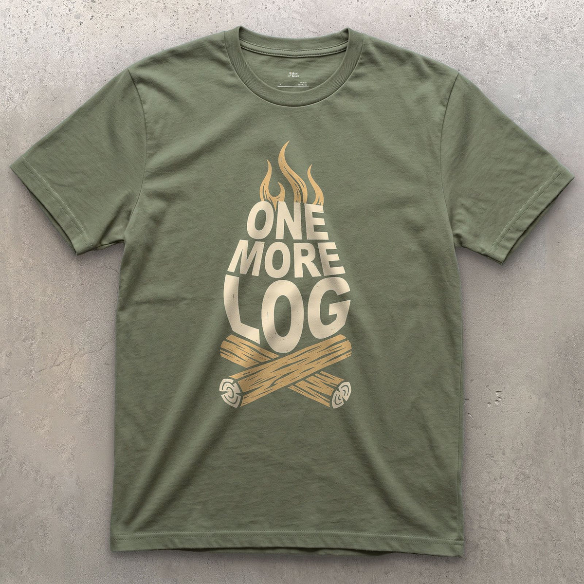 The Fire Isn't Done Yet design on a Military Green Gildan Softstyle t-shirt