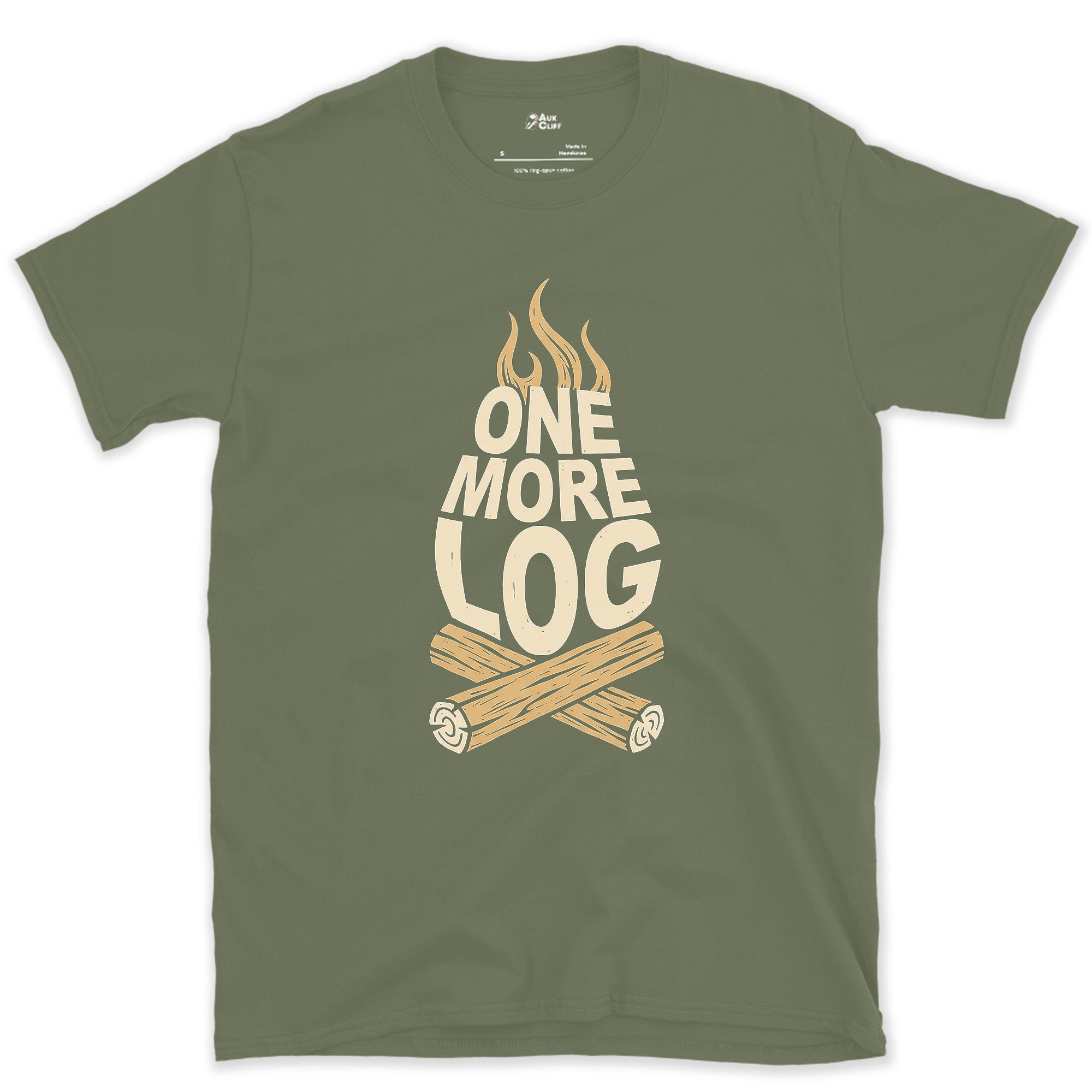 The Fire Isn't Done Yet design on a Military Green Gildan Softstyle t-shirt