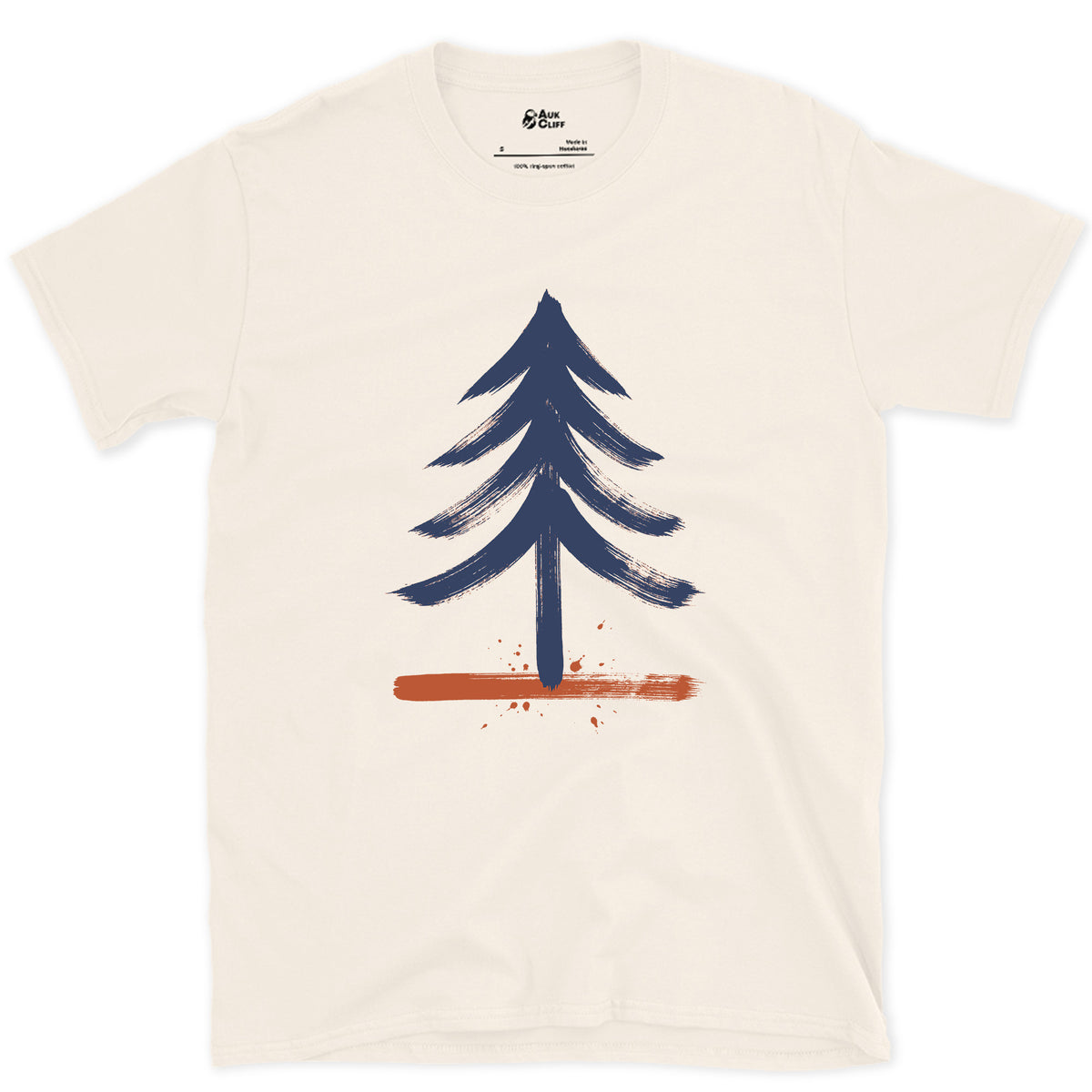 One Pine, Up Close design on a Natural Gildan Softstyle t-shirt