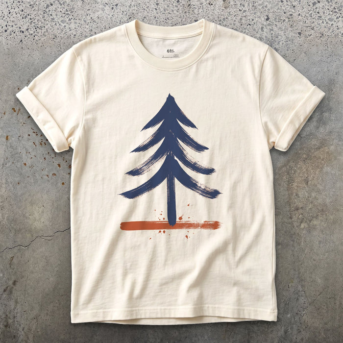 One Pine, Up Close design on a Natural Gildan Softstyle t-shirt