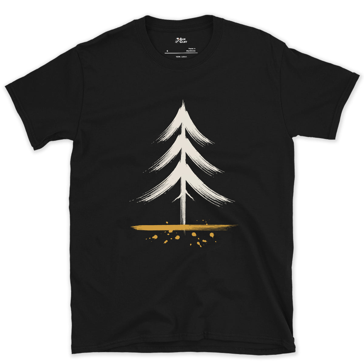 One Pine, Up Close design on a Black Gildan Softstyle t-shirt