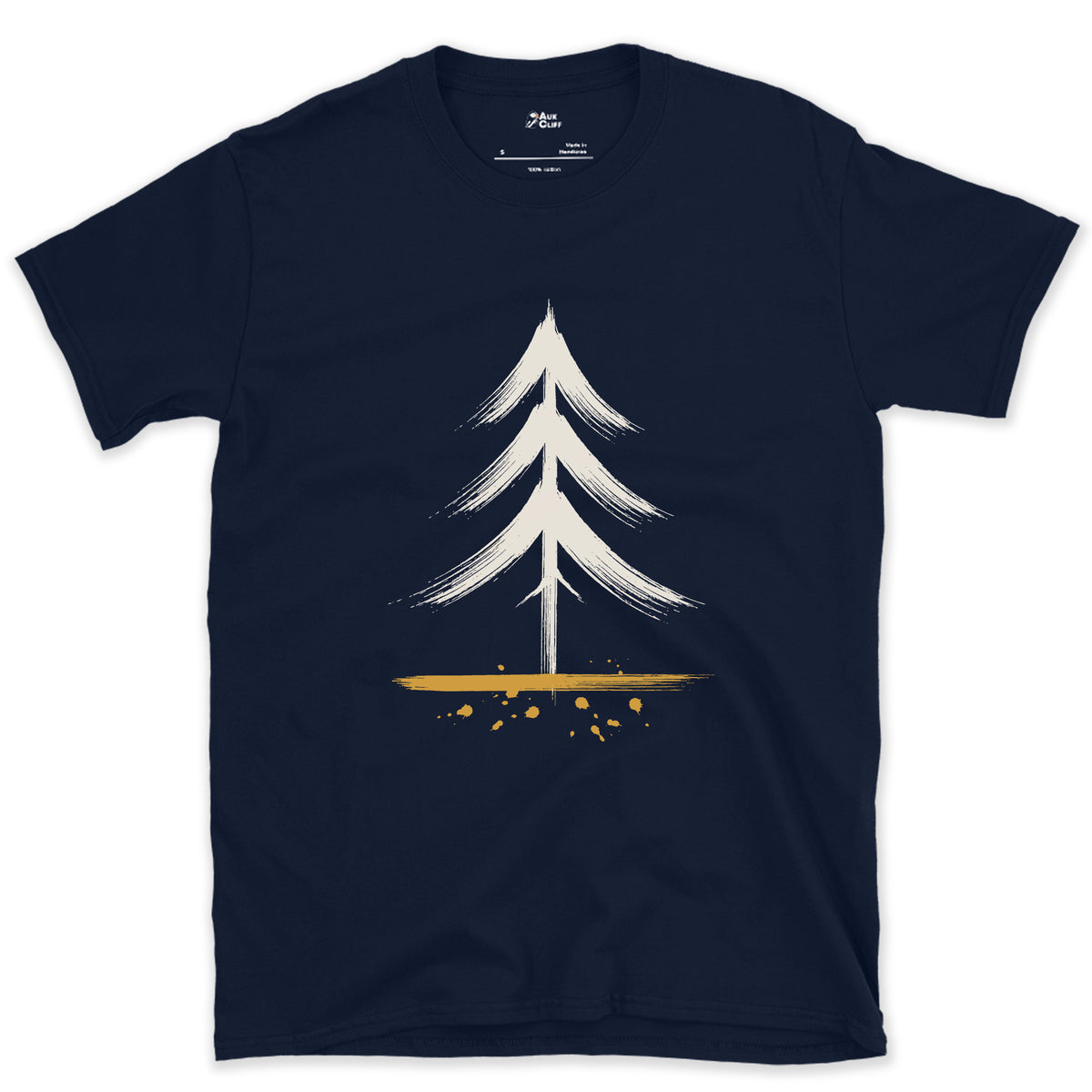 One Pine, Up Close design on a Navy Gildan Softstyle t-shirt