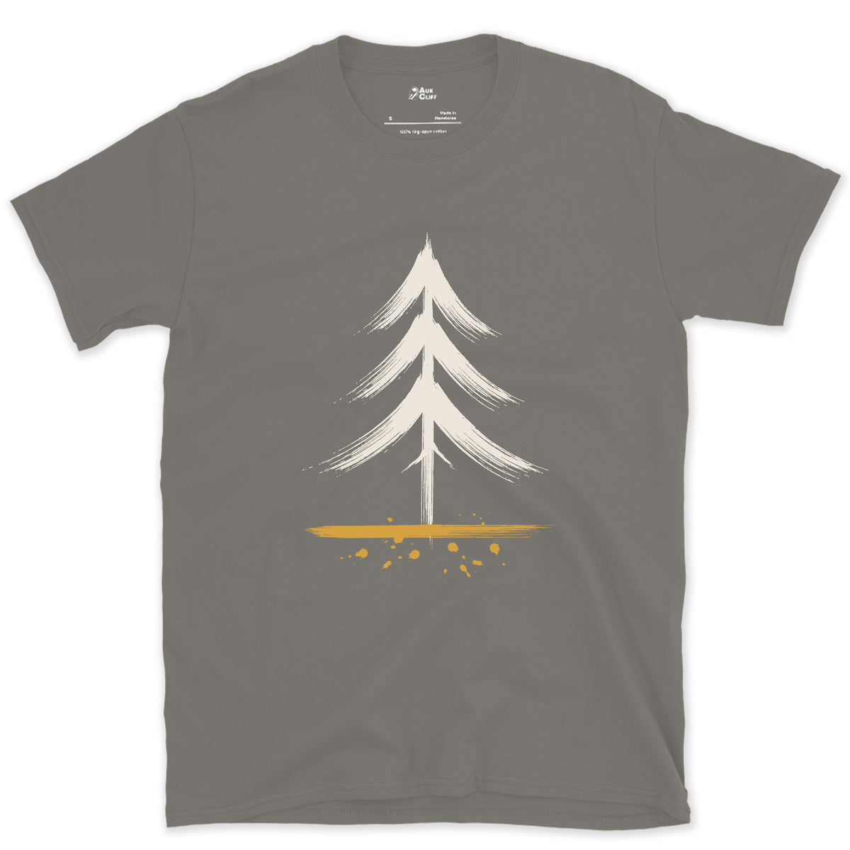 One Pine, Up Close design on a Charcoal Gildan Softstyle t-shirt