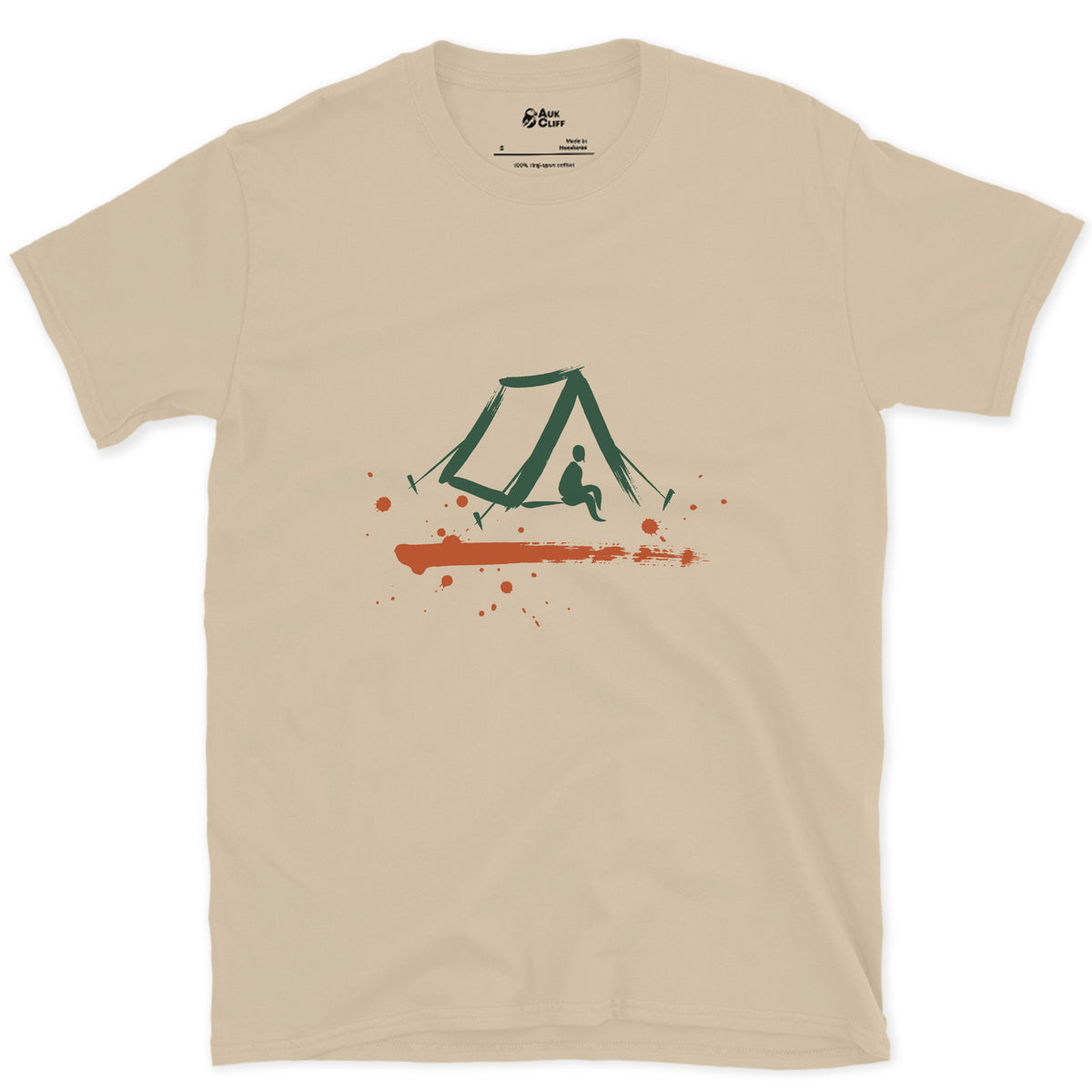One Tent, One Night design on a Sand Gildan Softstyle t-shirt