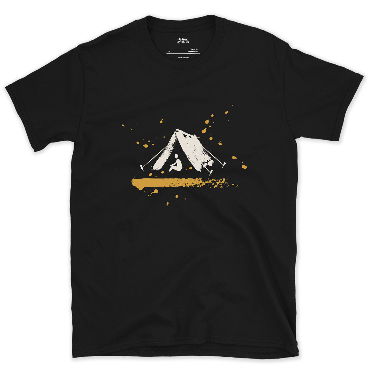 One Tent, One Night design on a Black Gildan Softstyle t-shirt