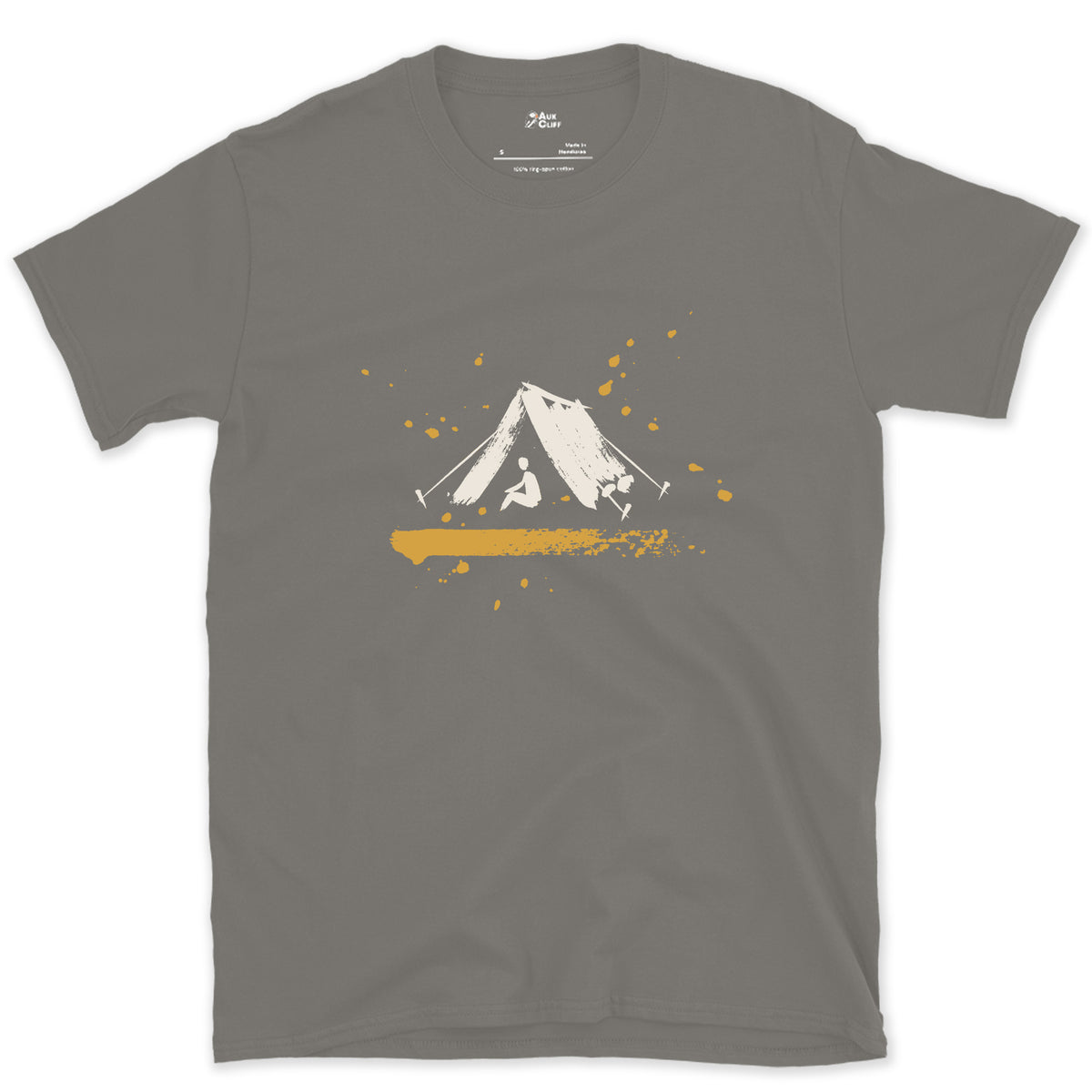 One Tent, One Night design on a Charcoal Gildan Softstyle t-shirt