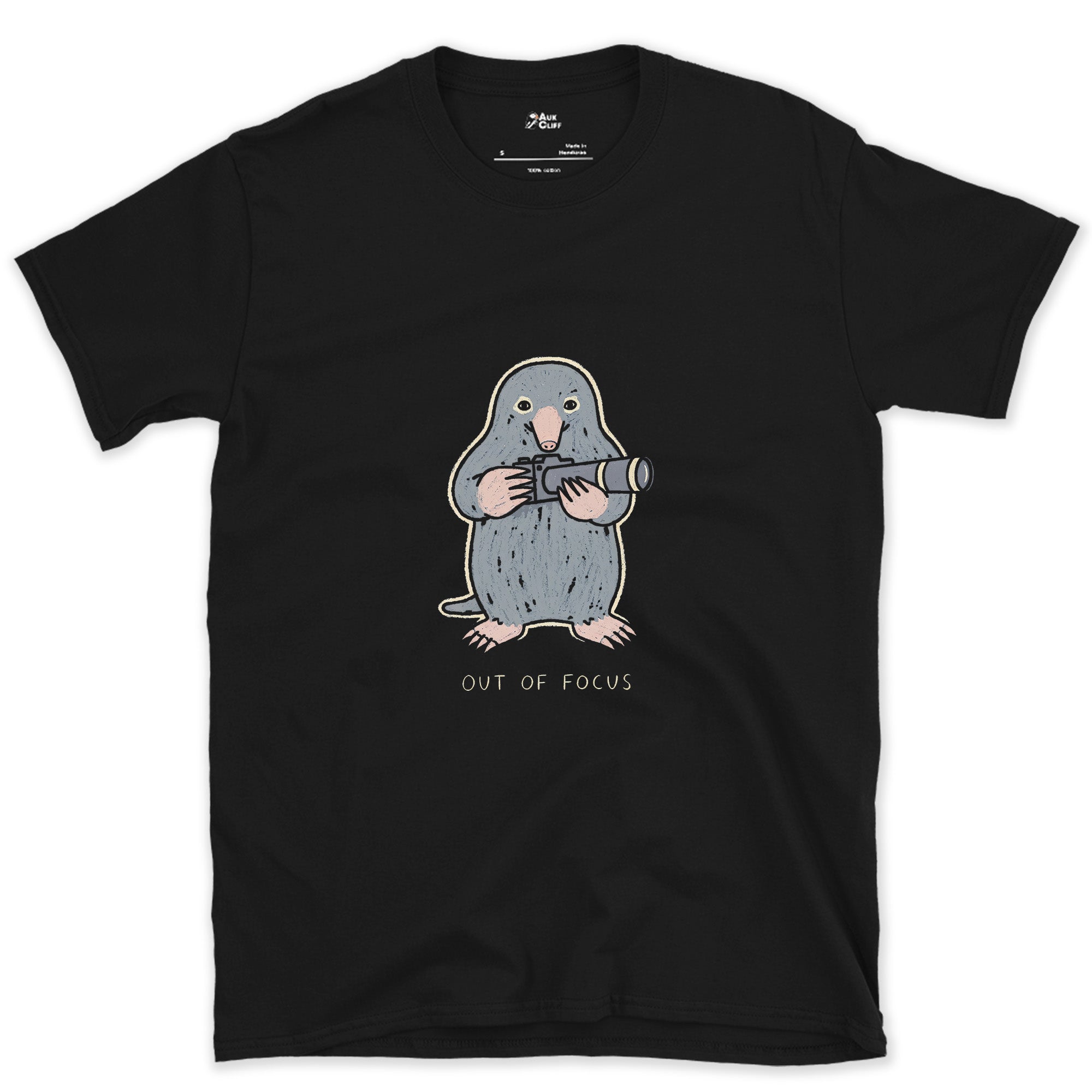Out of Focus, the Mole Barely Needs Its Eyes design on a Black Gildan Softstyle t-shirt