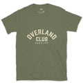 Overland Club Arch Badge design on a Military Green Gildan Softstyle t-shirt