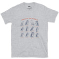 Owls of the World, Compared Side by Side design on a Sport Grey Gildan Softstyle t-shirt