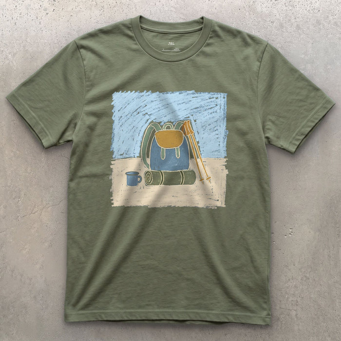 The Night Before a Long Trail Day design on a Military Green Gildan Softstyle t-shirt