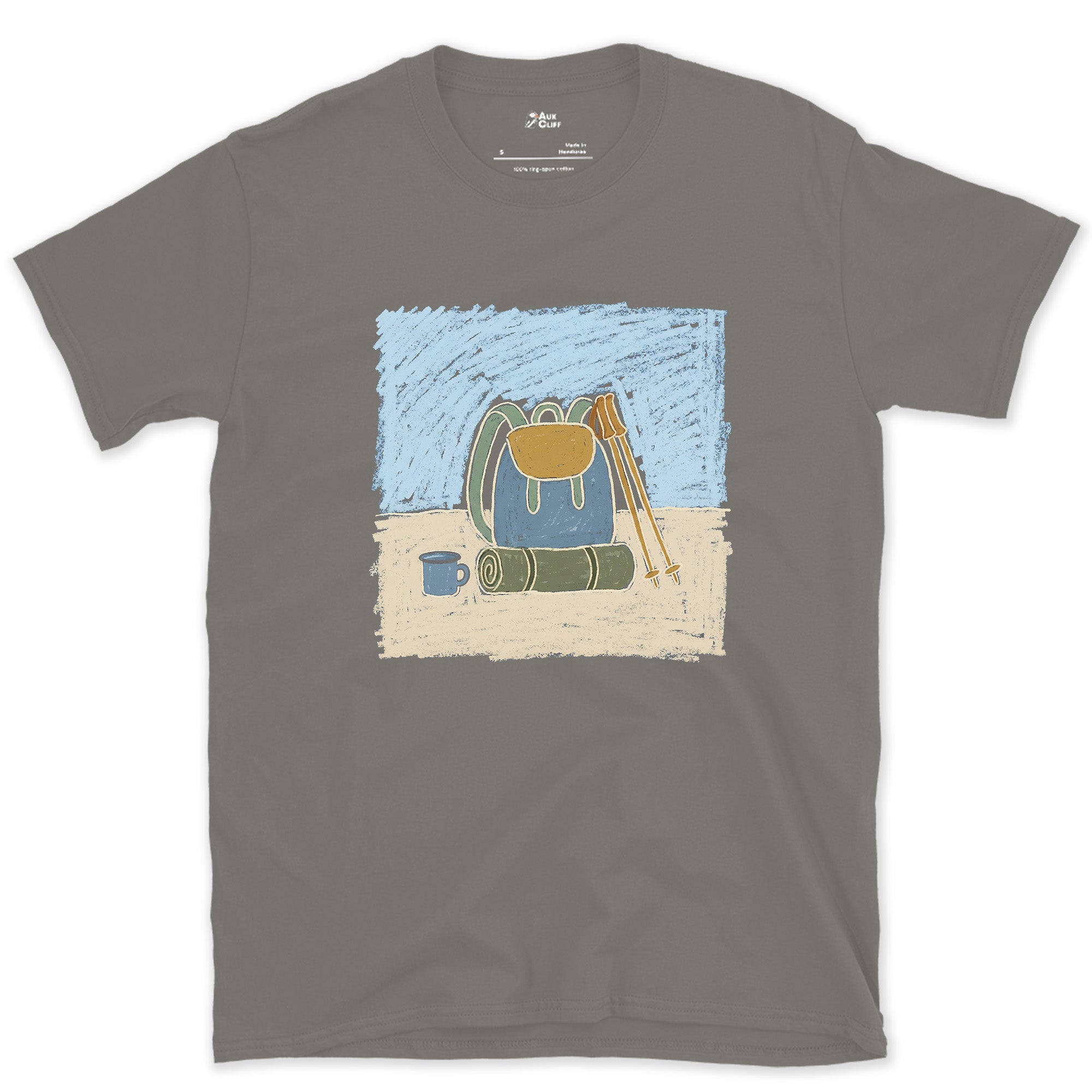 The Night Before a Long Trail Day design on a Charcoal Gildan Softstyle t-shirt