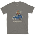 Packed Light, Blue 4x4 Wagon Roof Rack design on a Charcoal Gildan Softstyle t-shirt