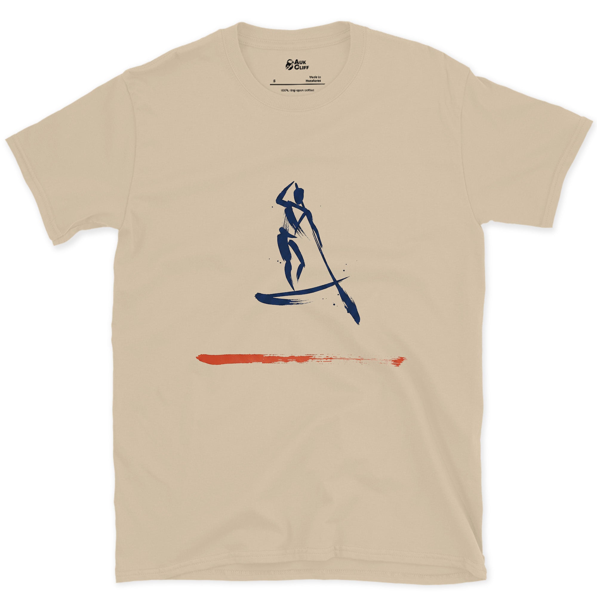 Alone on the Water Paddleboarding design on a Sand Gildan Softstyle t-shirt