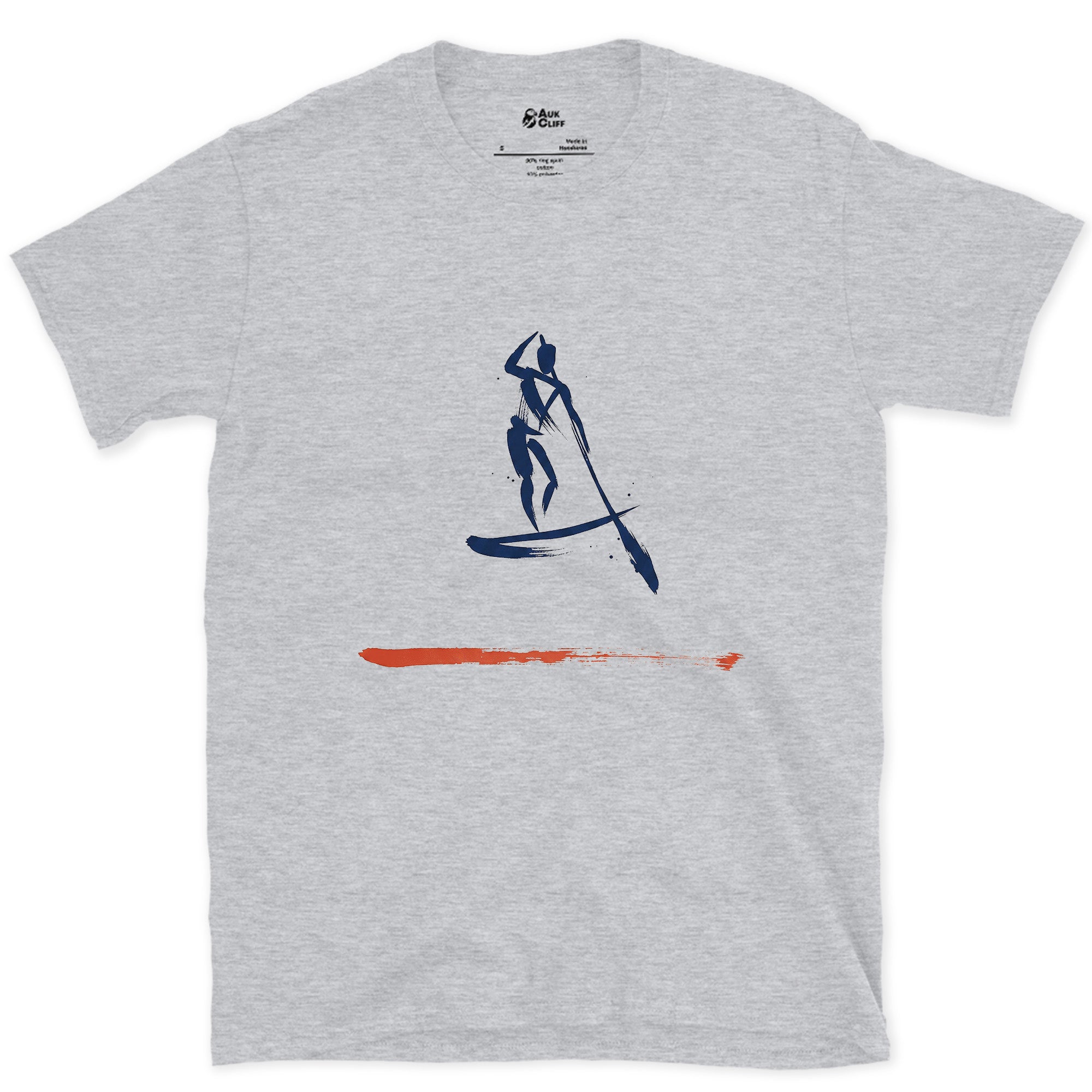 Alone on the Water Paddleboarding design on a Sport Grey Gildan Softstyle t-shirt