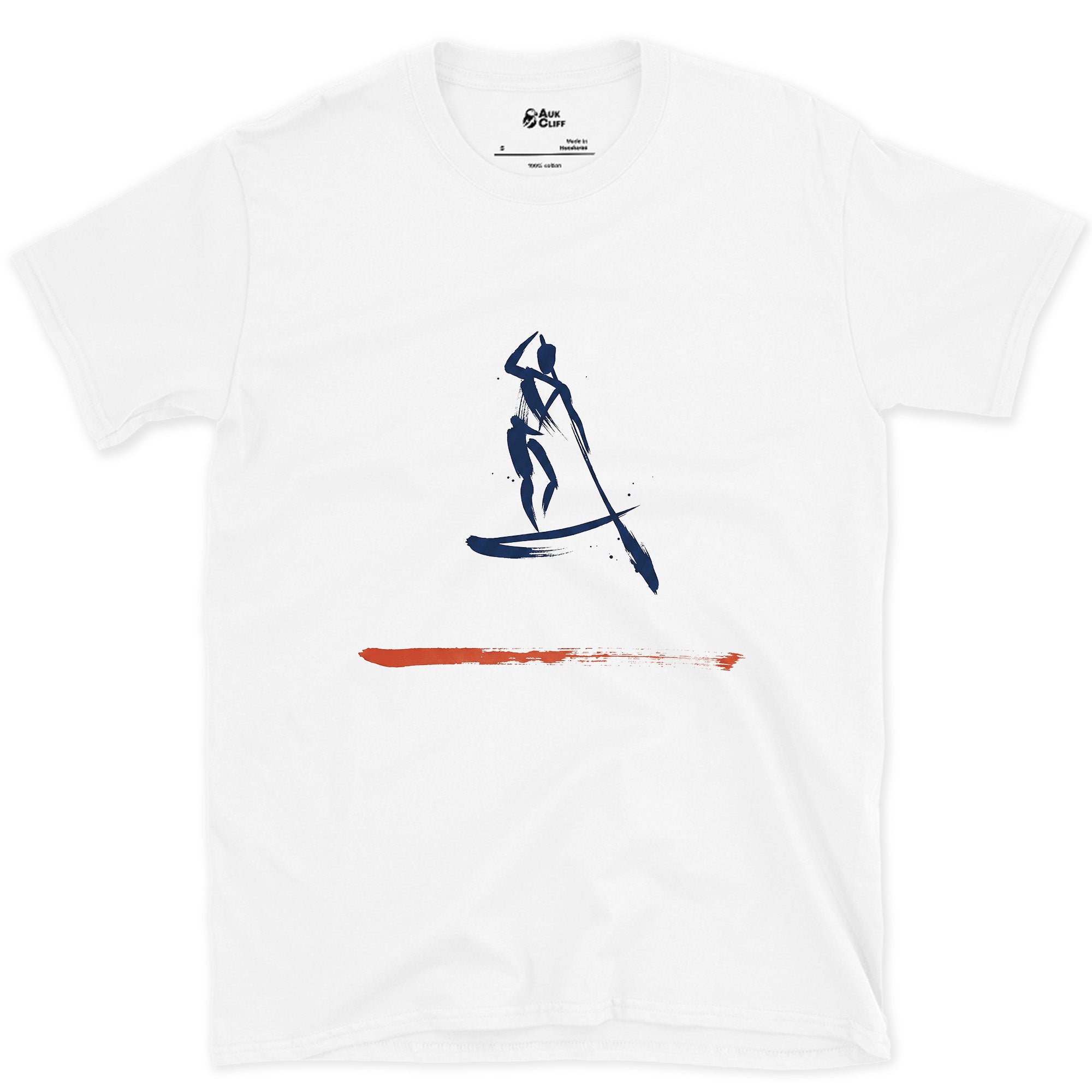 Alone on the Water Paddleboarding design on a White Gildan Softstyle t-shirt