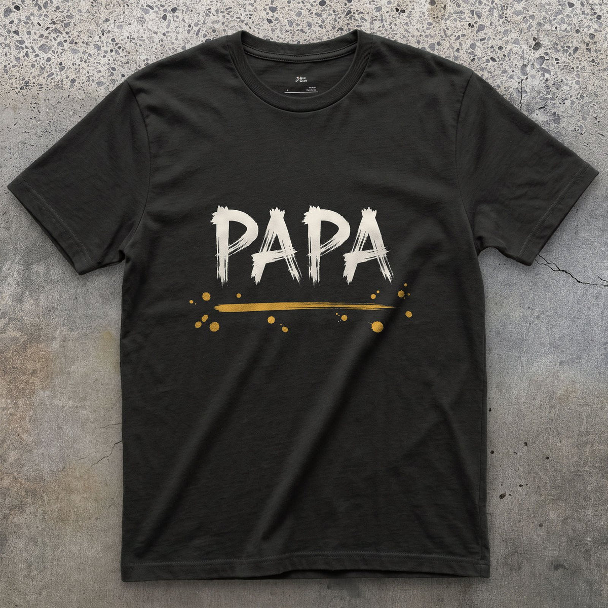 Papa design on a Black Gildan Softstyle t-shirt